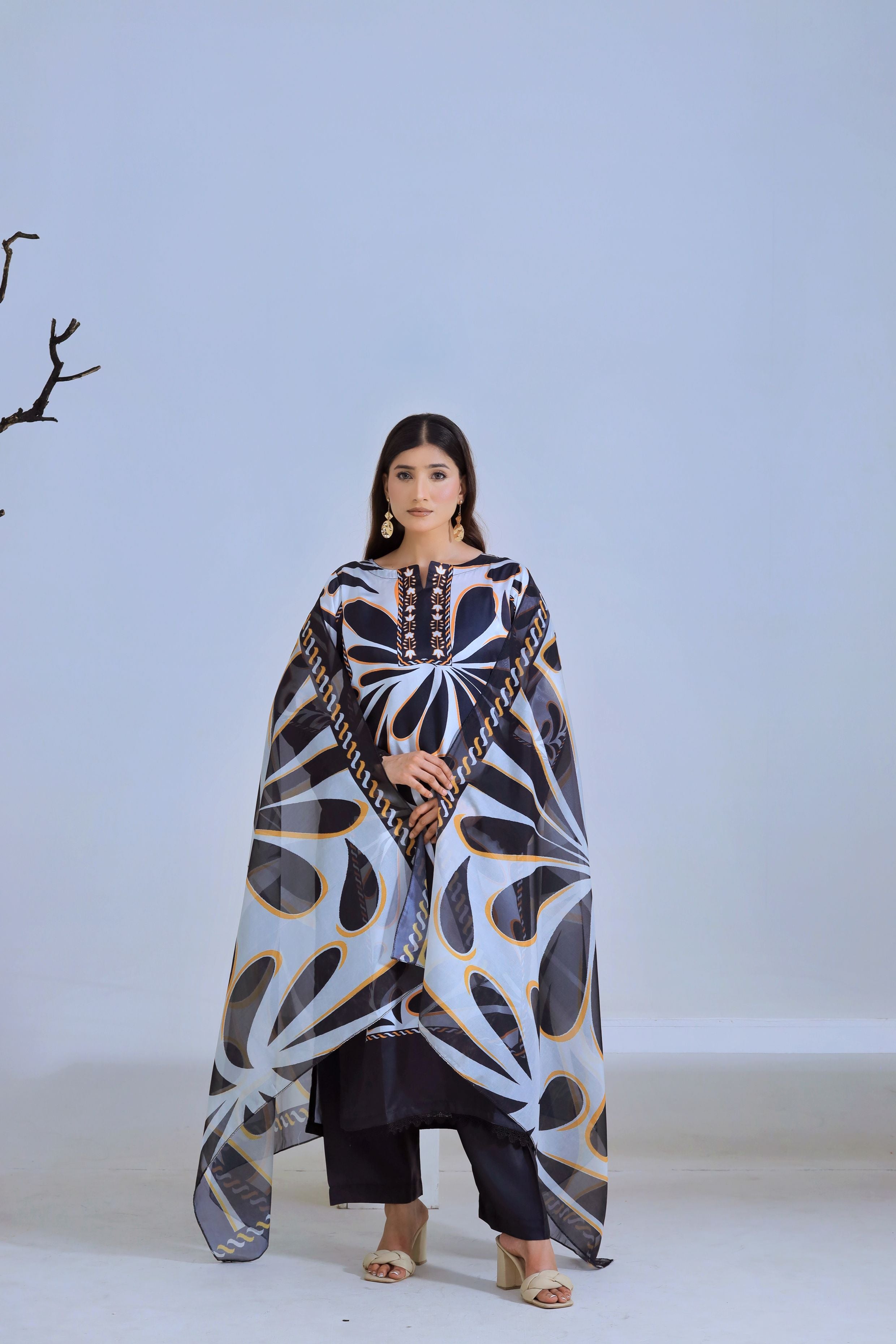 Shamoz Silk Shirt Trouser Apple Silk Dupatta 3 PC Stitched Suit