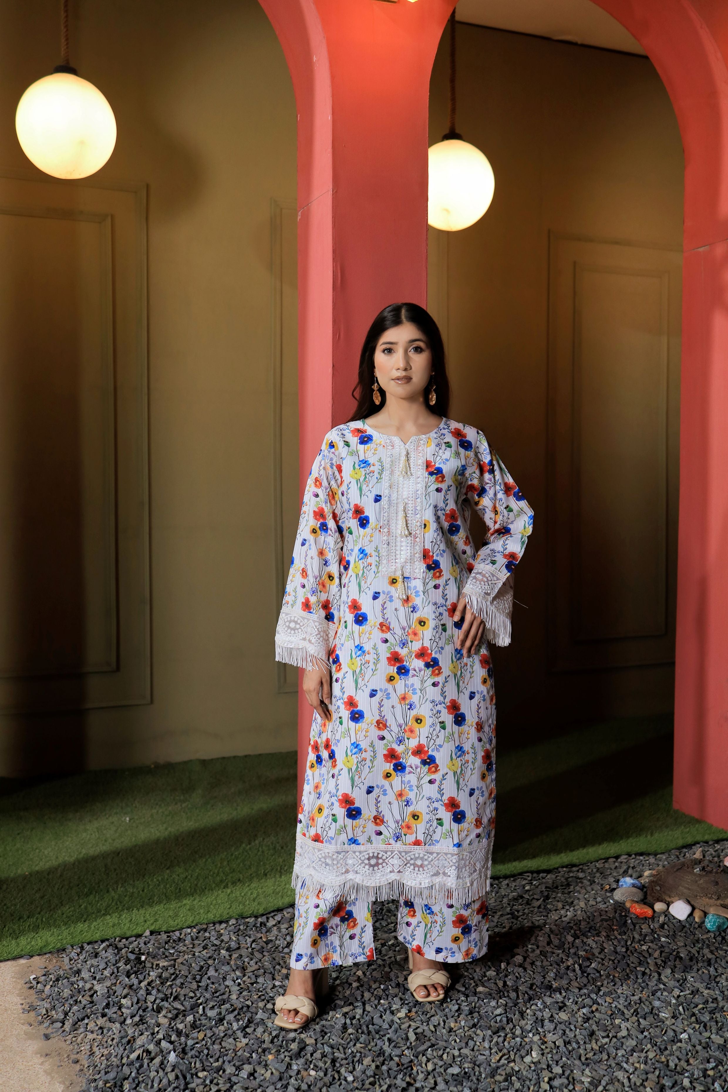 Banadora Lawn Shirt Trouser With Embroidery Path Munar Dupatta 2 PC Stitched Suit