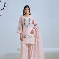 Lawn Shirt Trouser With Embroidery Path Munar Dupatta 3 PC Stitched Suit
