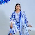 Plan Lawn Shirt Trouser With Embroidery Path Munar Dupatta 3 PC Stitched Suit