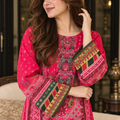 Stitched Winter Lelan 2-Piece Suit – Magenta Printed Design